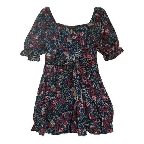 Navy TRIXXI Francesca’s Beck Mixed Floral Godet Mini Dress - Picture 3 of 9